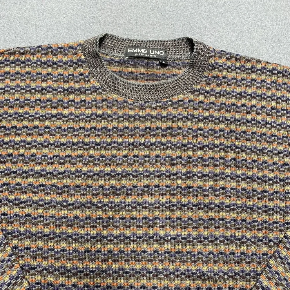 Emme Uno Sweater Mens‎ Large Multicolor Wool Blend Crewneck Pullover Italy Style